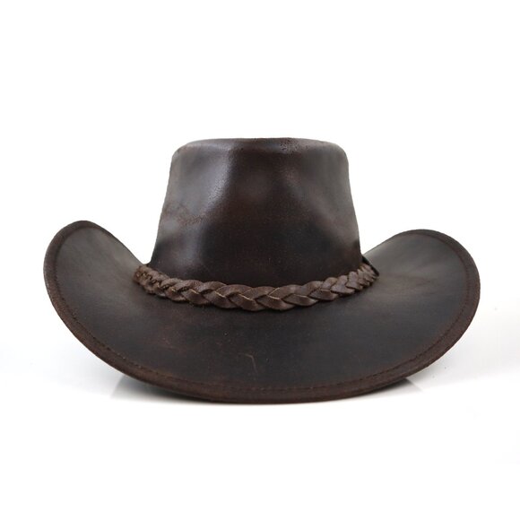 Stellman Leather Outback Hat Cowboy Western Rugged Rodeo Style Warwic Unisex NEW - Picture 2 of 7
